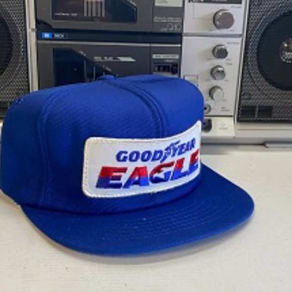 Vintage Goodyear Eagle Trucker Hat Cotton Hat adjustable Snap Back Cap Blue - Picture 2 of 8